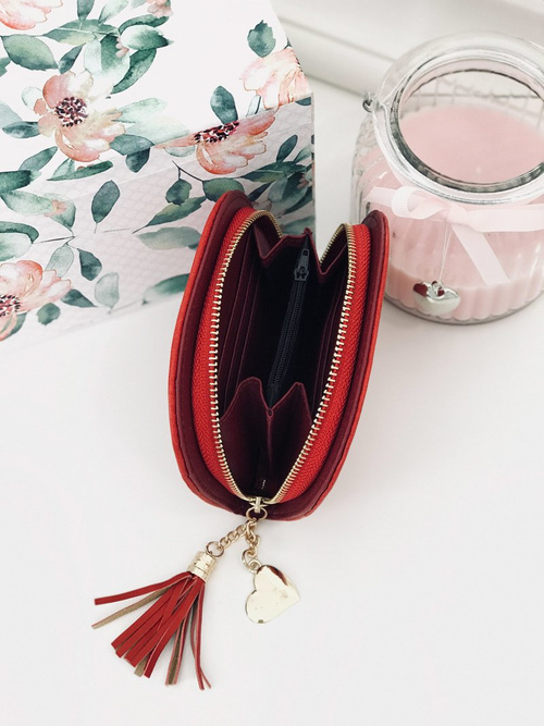 Червоний жіночий гаманець з китицею