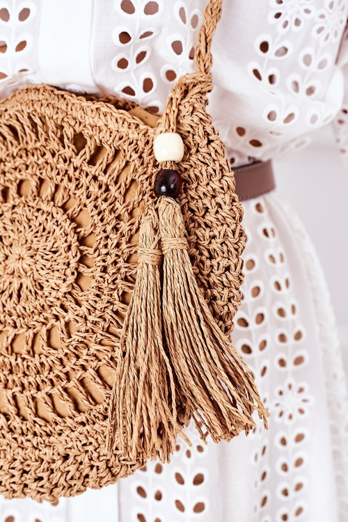 Плетена кругла сумка BRUNO ROSSI Camel