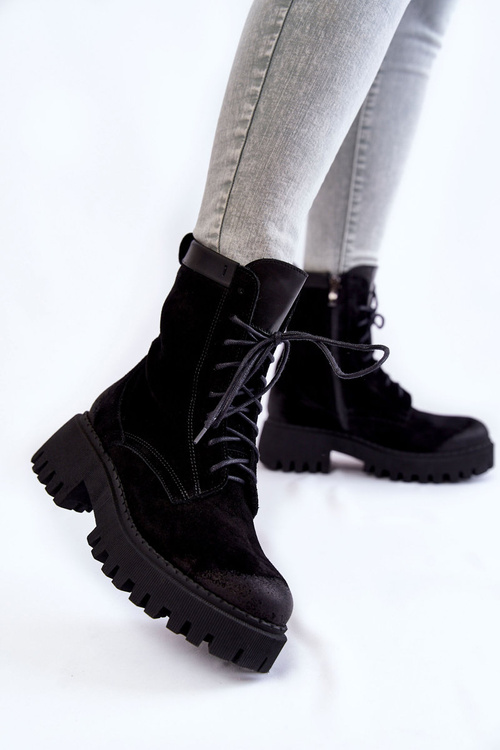 Класичні замшеві теплі чоботи Caima чорного кольору