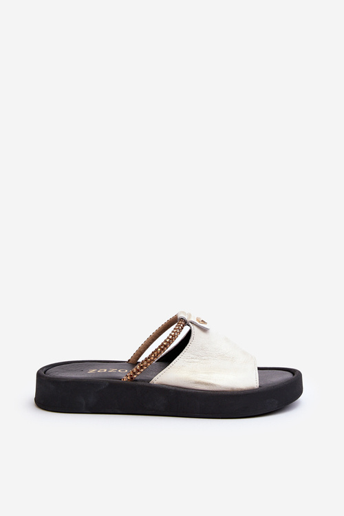 Шкіряні жіночі босоніжки Zazoo 2659/005 срібло