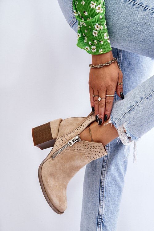 Замшеві Чоботи на масивних підборах Світло-бежевий Camden