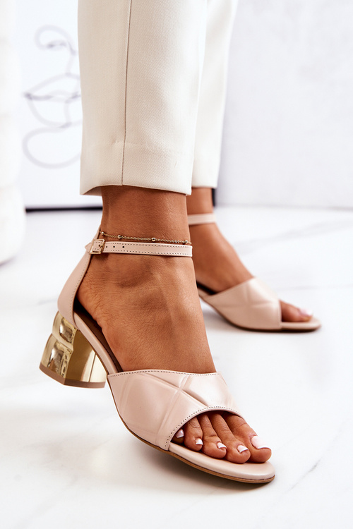 Шкіряні босоніжки Lewski 3027 Beige на шпильці