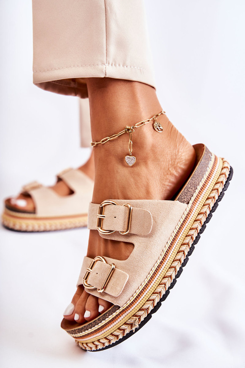 Жіночі тапочки на платформі бежеві Melisa