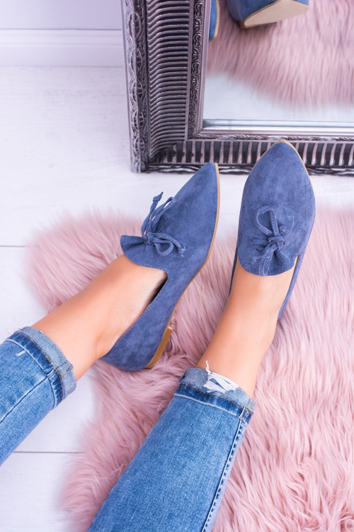 Lu Boo Темно-сині балетні замшеві балетки Lords Feliciano з гострими гострими краями