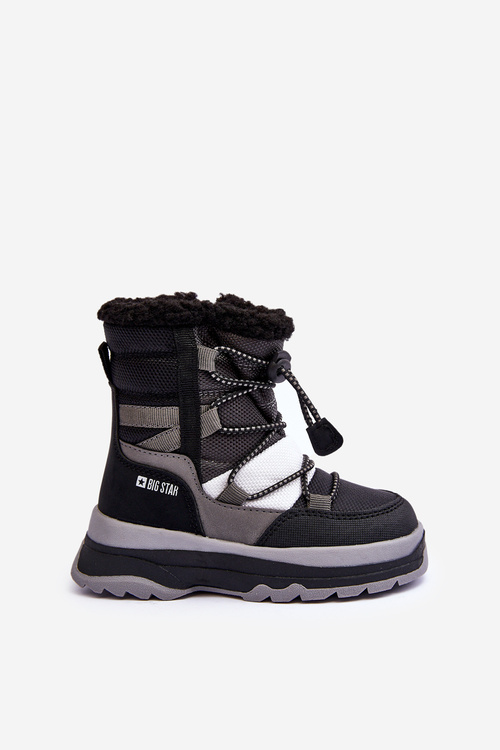 Дитячі снігові черевики на блискавці з хутряною підкладкою, чорні, велика зірка MM374193