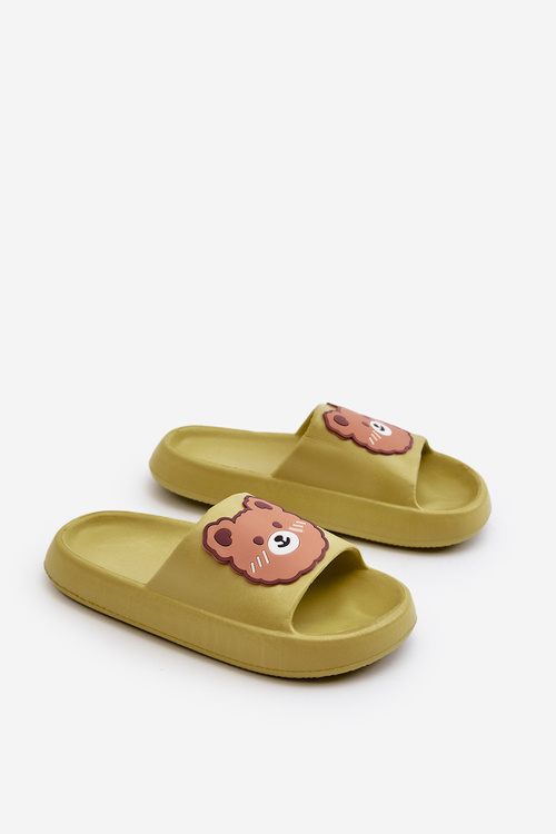 Дитячі легкі тапочки з зеленим ведмедиком Lindeheta