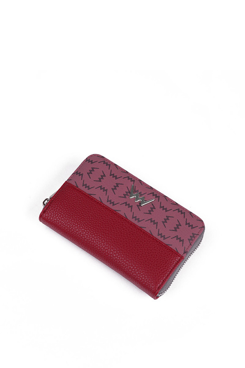 Шкіряний гаманець на блискавці Red Grey Merina