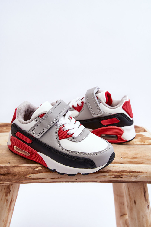 Дитячі шкіряні кросівки на платформі біло-червоні Lori