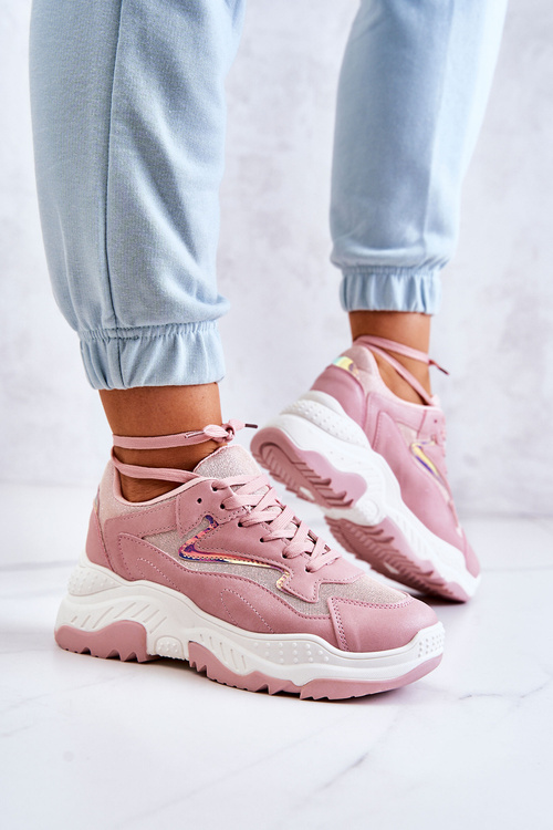 Жіночі масивні блискучі кросівки Pink Canadia