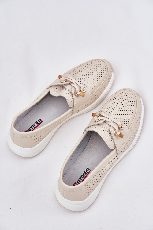 Шкіряні Полуботи З Природної Шкіри На Платформі Artiker 56C2102 Бежеві