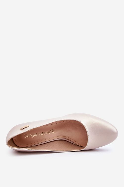 Шкіряні туфлі на каблуці Sergio Leone PB178 Pearl Beige
