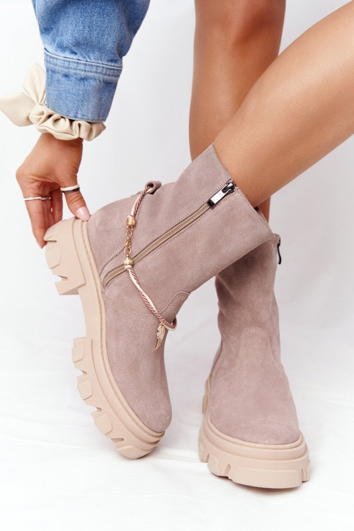 Жіночі замшеві черевики Lewski Shoes 3006-0 Бежеві