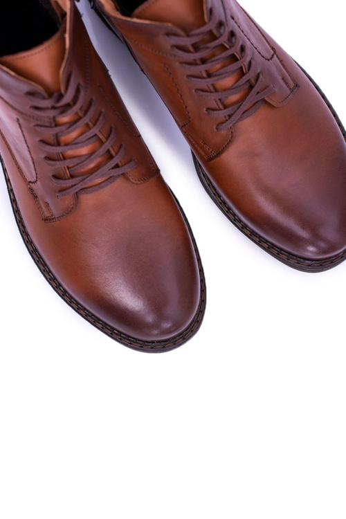 Коричневі чоловічі чоботи шкіряні утеплені Ботильони Devenor