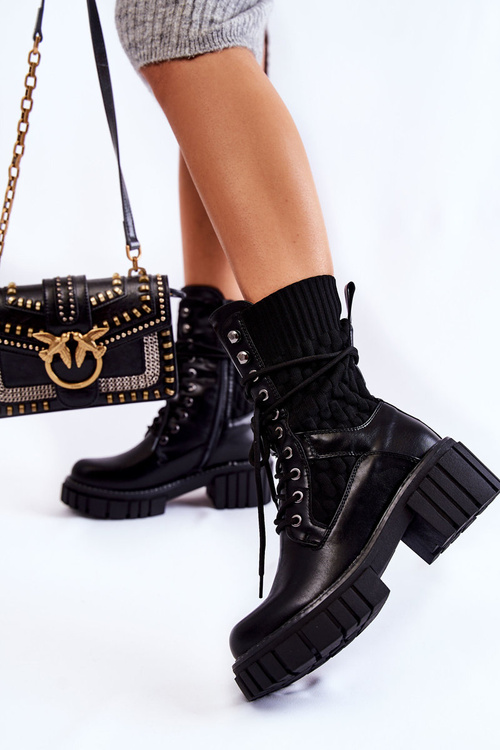 Жіночі високі чоботи на блискавці Чорні Enroe