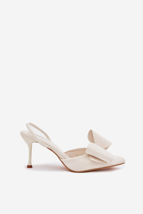 Туфлі На Каблуках З Відкритими Пятами І Бантом Ecru Eklevia