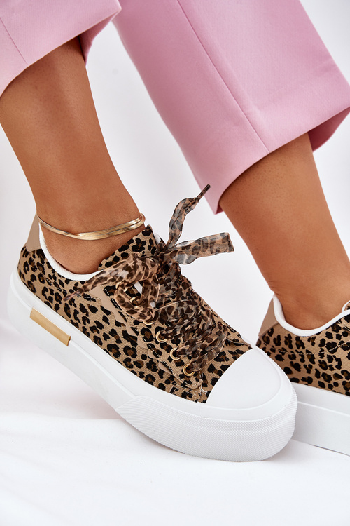 Жіночі Кросівки На Масивній Платформі З Декоративним Шнурівкою Зебра Чорно-Бежеві Zidora