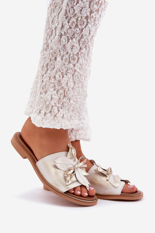 Сандалі З Декором Природна Шкіра Зазу 3667 Зношене Золото