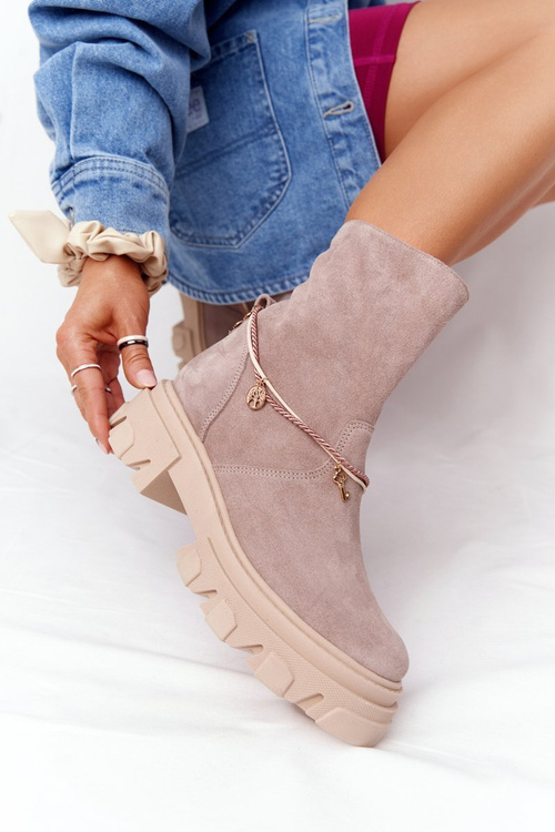 Жіночі замшеві черевики Lewski Shoes 3006-0 Бежеві