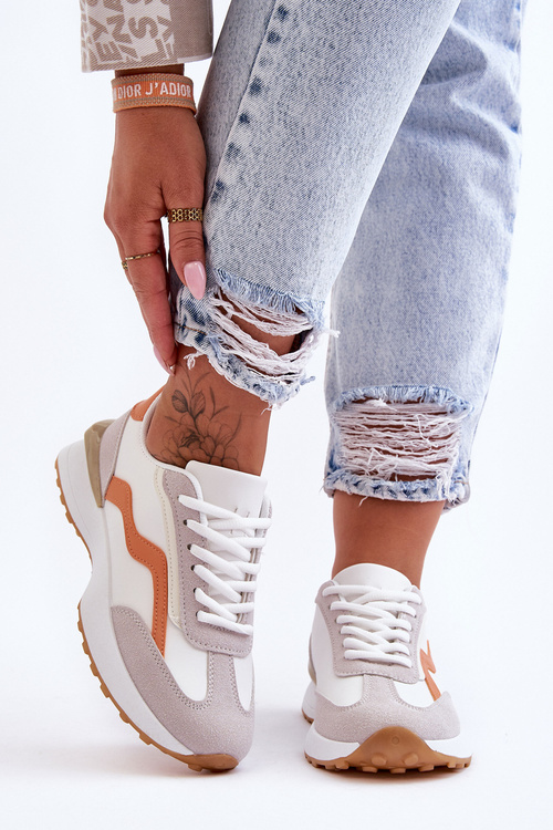 Жіночі шкіряні кросівки Somerio біло-помаранчеві