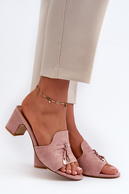 Жіночі босоніжки на високих підборах рожевого кольору Jemenna