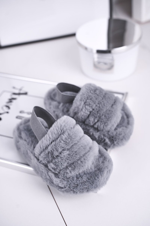 Дитячі гірки з бантом і хутром сірі Fluffy