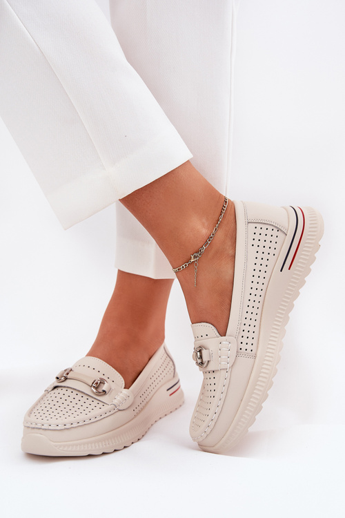 Перфораційні Балерини З Природної Шкіри Vinceza 95331 Бежеві