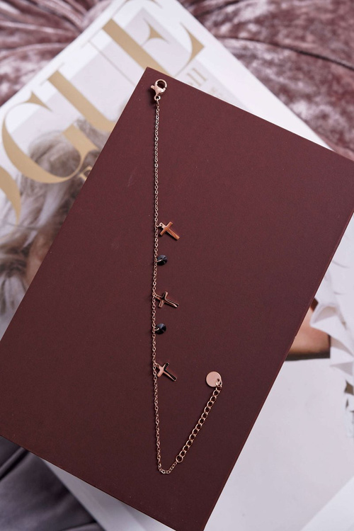 Жіночий знаменитий браслет з рожевого золота Три хрестики