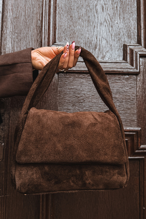 Шкіряна замшева сумка шоколад Monelle