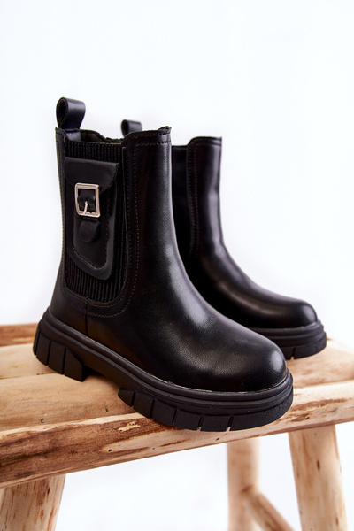 Високі шкіряні черевики Shelby для дівчинки чорного кольору