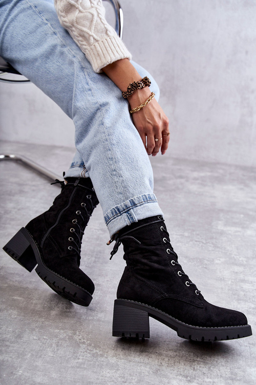 Жіночі теплі черевики на високому каблуці Black Julieta