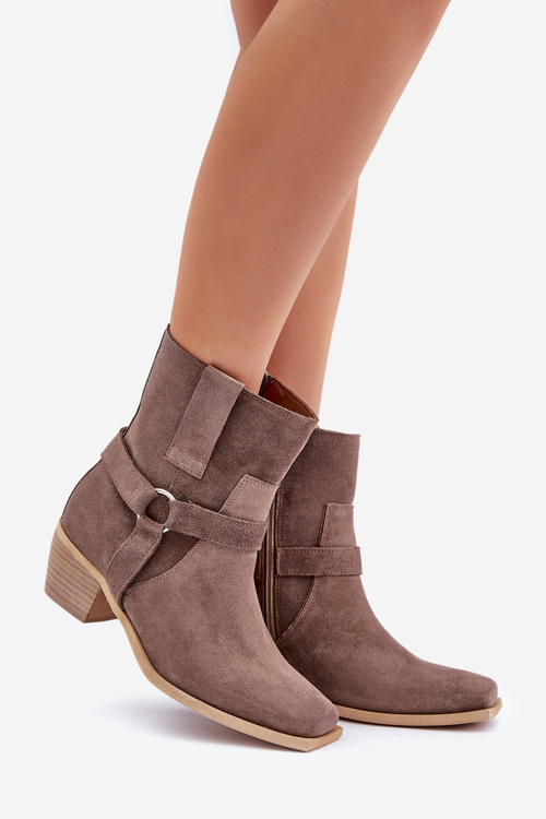 Ботильйони З Природного Замшу На Каблуку Коричневі Зазу 3444/2