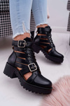 Жіночі весняні черевики на плоскій підошві чорні одинарні
