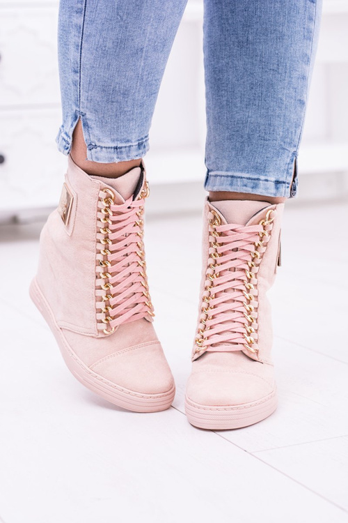 Жіночі замшеві рожеві кросівки Monica на ланцюжку Lu Boo