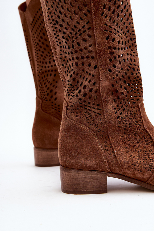 Замшеві півчоботи з вирізом Zazoo 3305 Бежеві