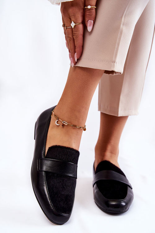 Жіночі шкіряні лофери La.Fi 210018B-PUF Чорні