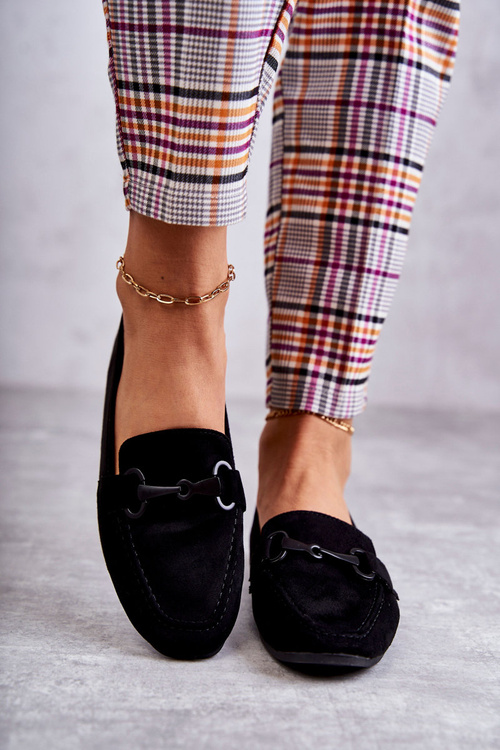 Замшеві лофери з декором Black Santi