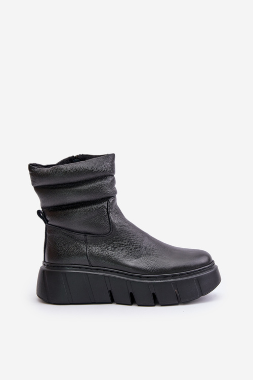 Zazoo 60512 Жіночі шкіряні ботильйони на блискавці та повстяній підкладці Чорні