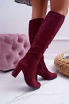 Жіночі замшеві чоботи Sergio Leone темно-бордові KZ275