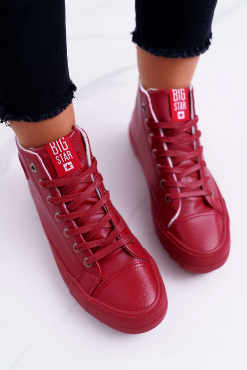 Жіночі високі кросівки Big Star з підігрівом червоні EE274112