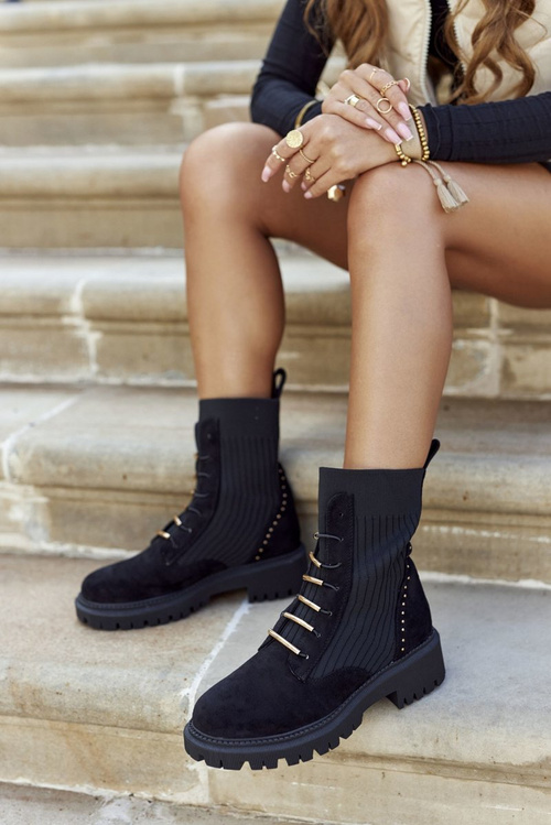 Жіночі чоботи на плоскій підошві робочі сліпони чорного кольору Maxine