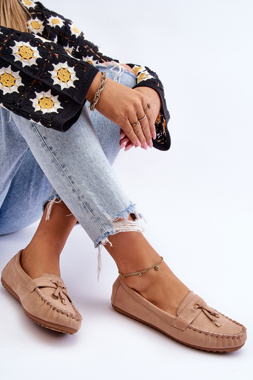 Класичні замшеві лофери темно-бежеві Good Time