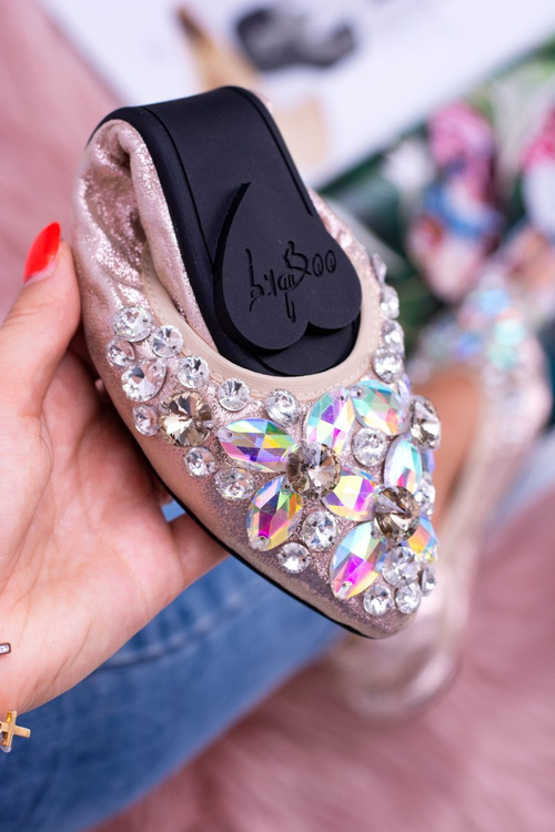 Золоті балерини Lu Boo на каменях Eraser Stones навіть