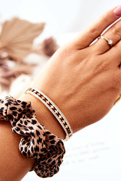 Сталевий браслет з цирконами Gold Allia