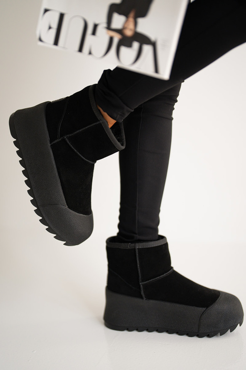 Теплі замшеві зимові черевики на платформі Big Star OO274A213 Чорні