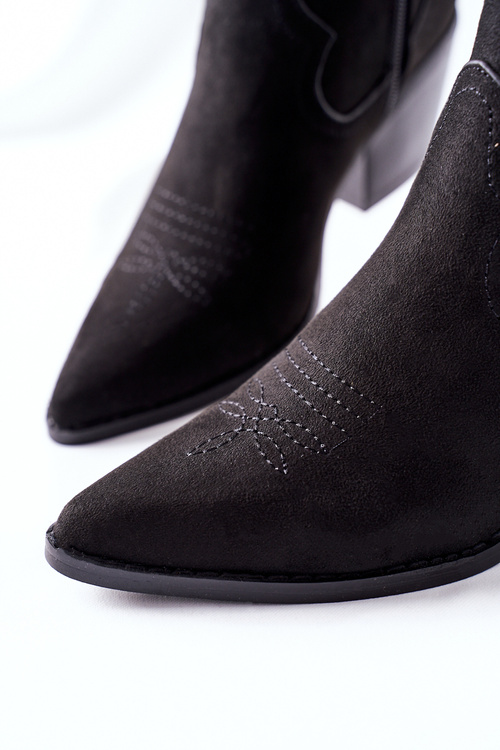 Жіночі чоботи на плоскому каблуці замшеві чорні Beamhurst