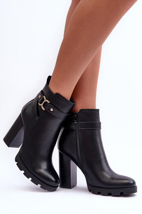 Шкіряні чоботи на високих підборах Чорні Liani