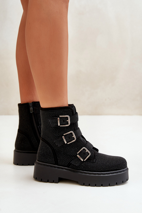 Чоботи утеплені з декором чорна Ciascia