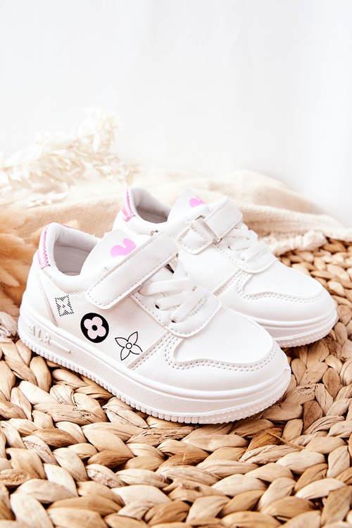 Дитяче спортивне взуття на липучці Білий Рожевий Aletris