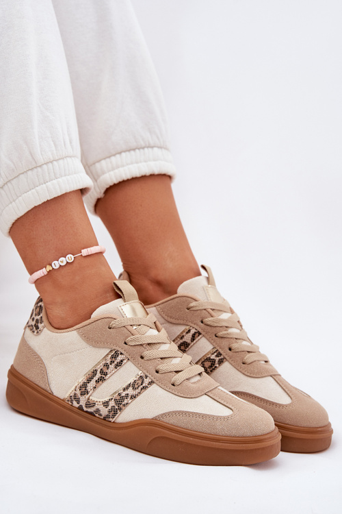 Жіночі Кросівки З Еко Замші З Леопардовим Принтом Бежеві Satylies