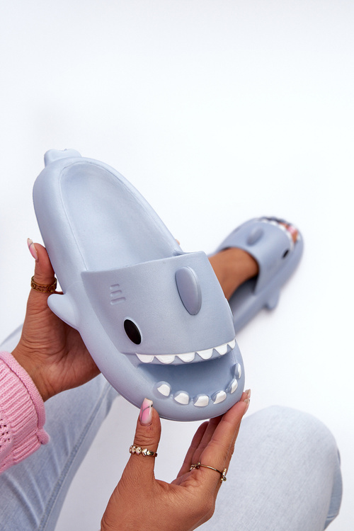 Жіночі легкі поролонові шльопанці з мотивом акули синього кольору Kasila